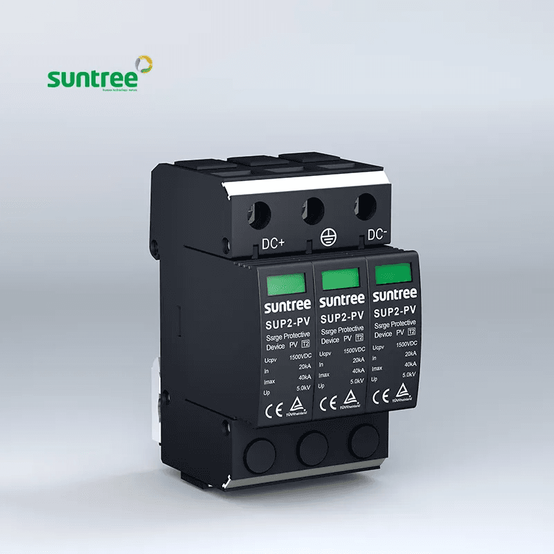 Parafoudre DC SUP2-PV à trois pôles, boîtier gris pour rail DIN